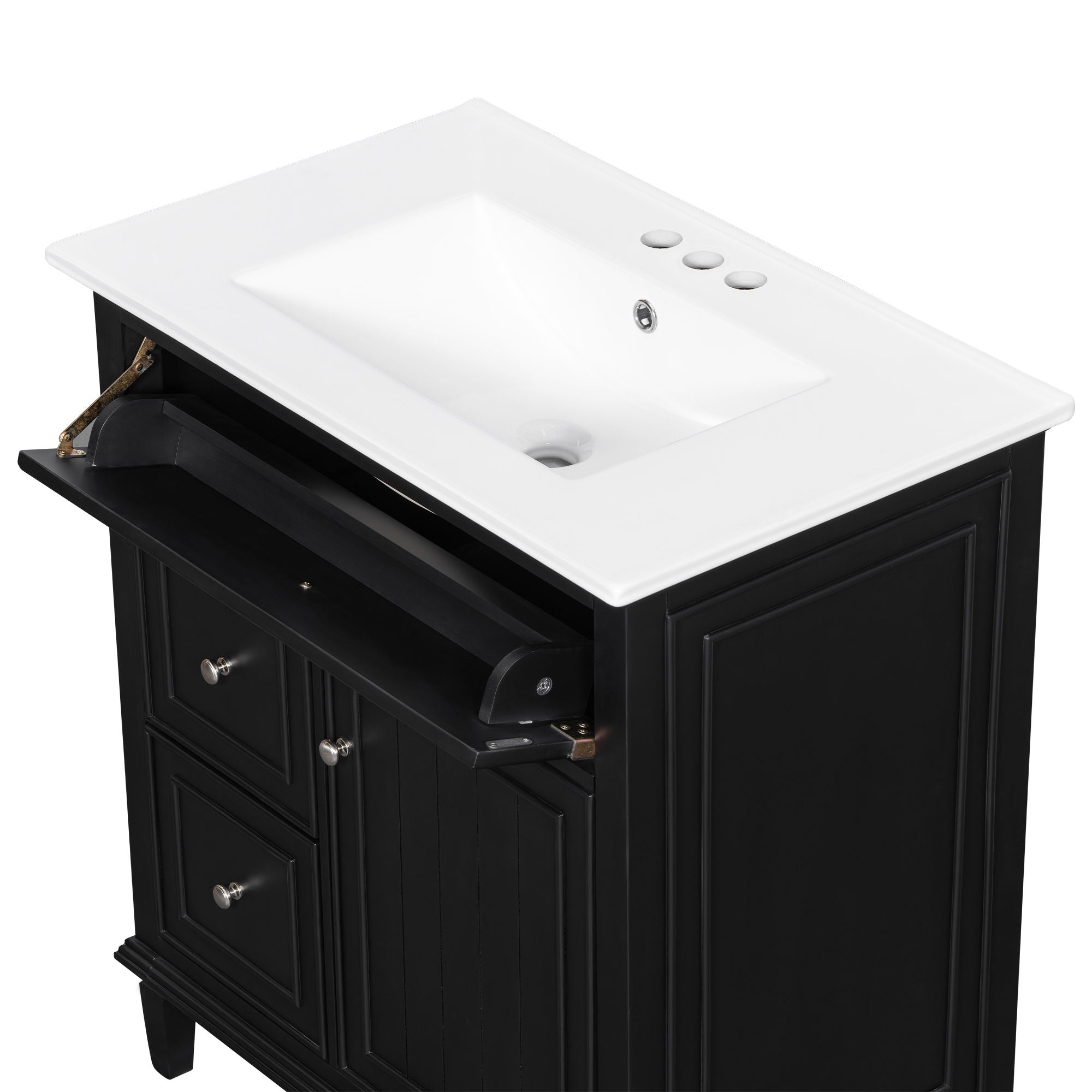 Modern Bathroom Vanity With Sink, Adjustable Shelf, Flip Drawer & 2 Drawers