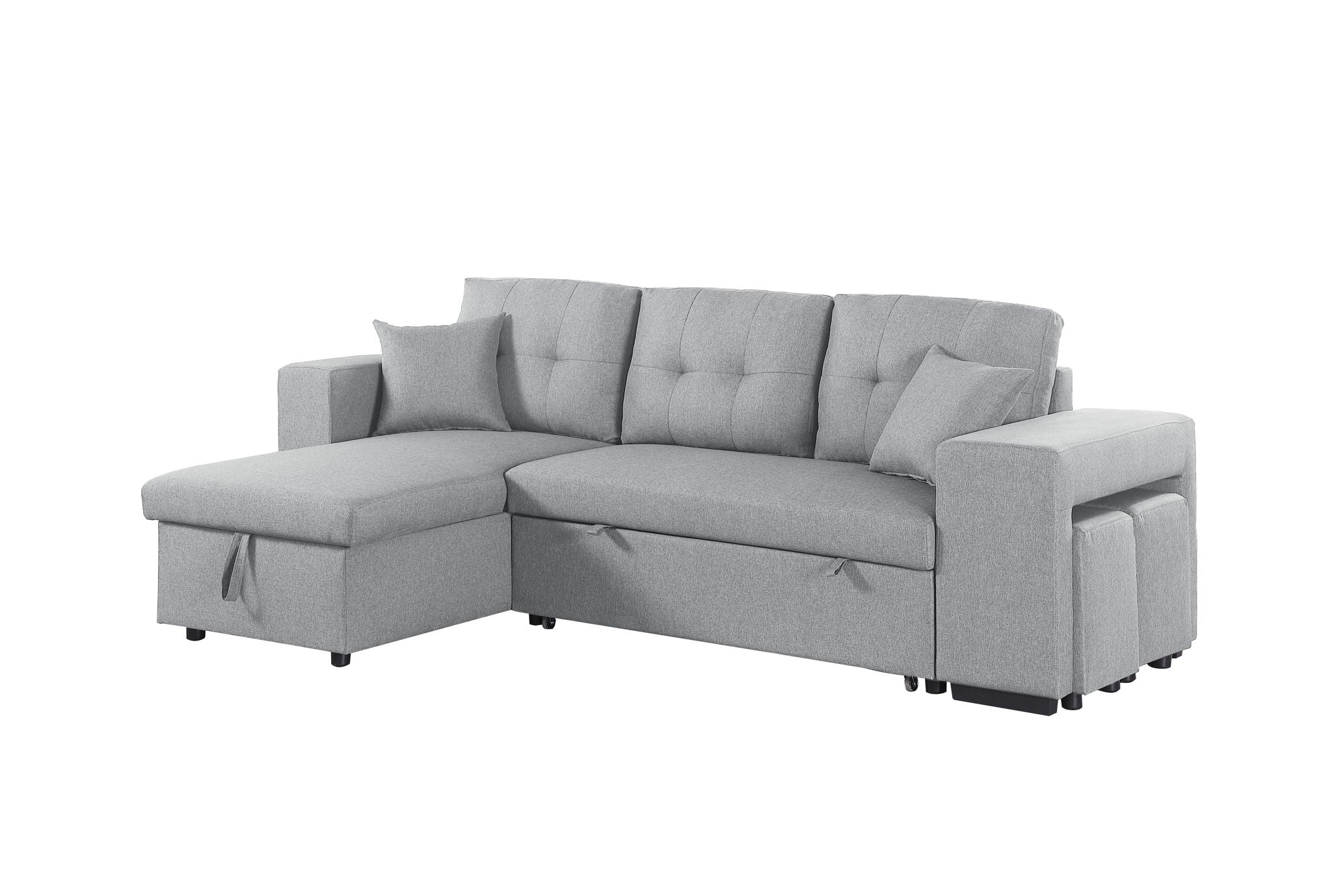 Daniel - Upholstered Reversible Sectional With Pull Out Loveseat - Light Gray