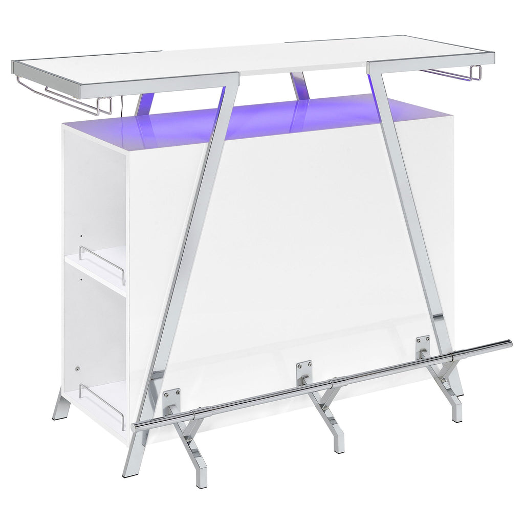 Katia - Wine Cabinet With LED Home Bar, 12 Bottle Storage - Gloss White