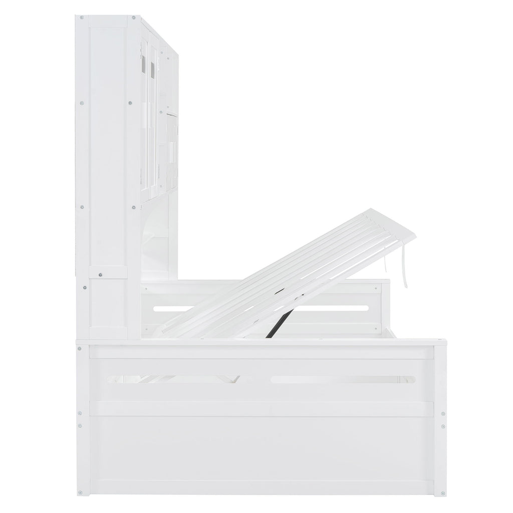 Daybed With All-In-One Cabinet And Shelf