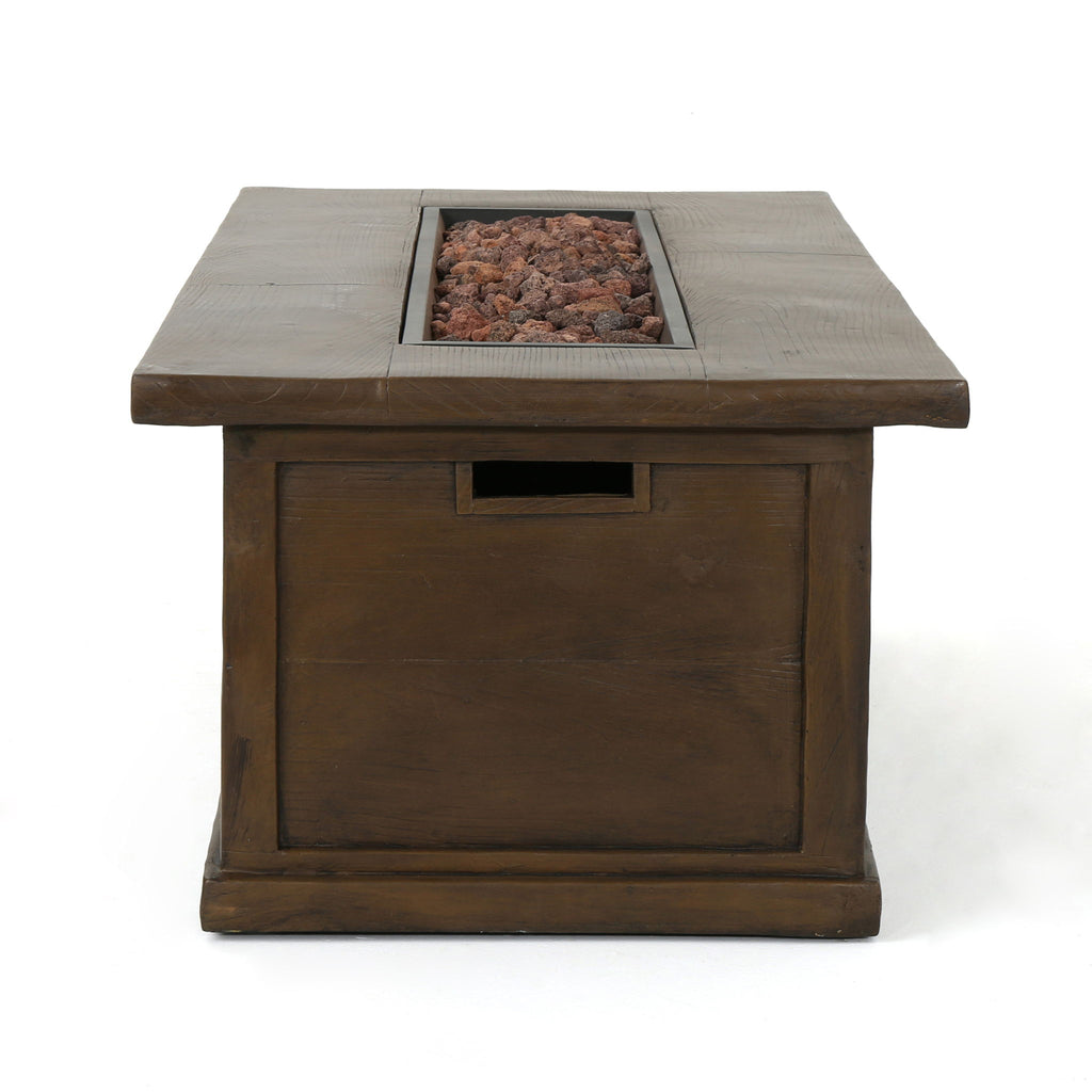 Transitional Rectangular Outdoor Propane Fire Pit With 50, 000 Btu