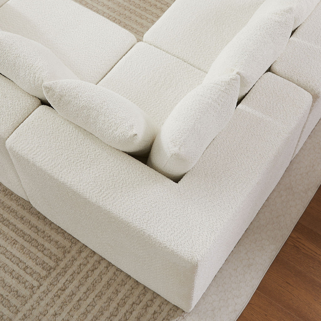 L - Shaped Modular Sofa With Deep Seat And 11 Pillows
