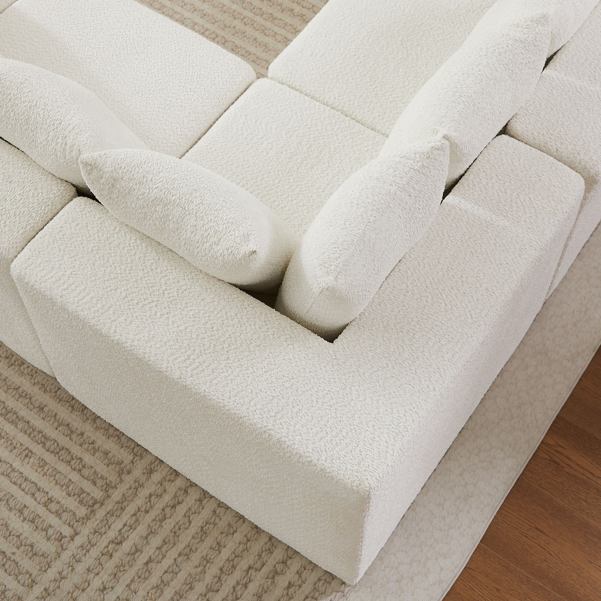 L - Shaped Modular Sofa With Deep Seat And 11 Pillows