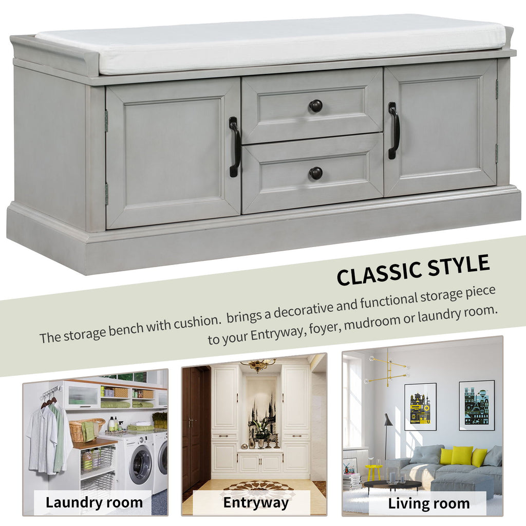 Hearth & Haven Daisy - Storage Bench With 2 Drawers And 2 Cabinets