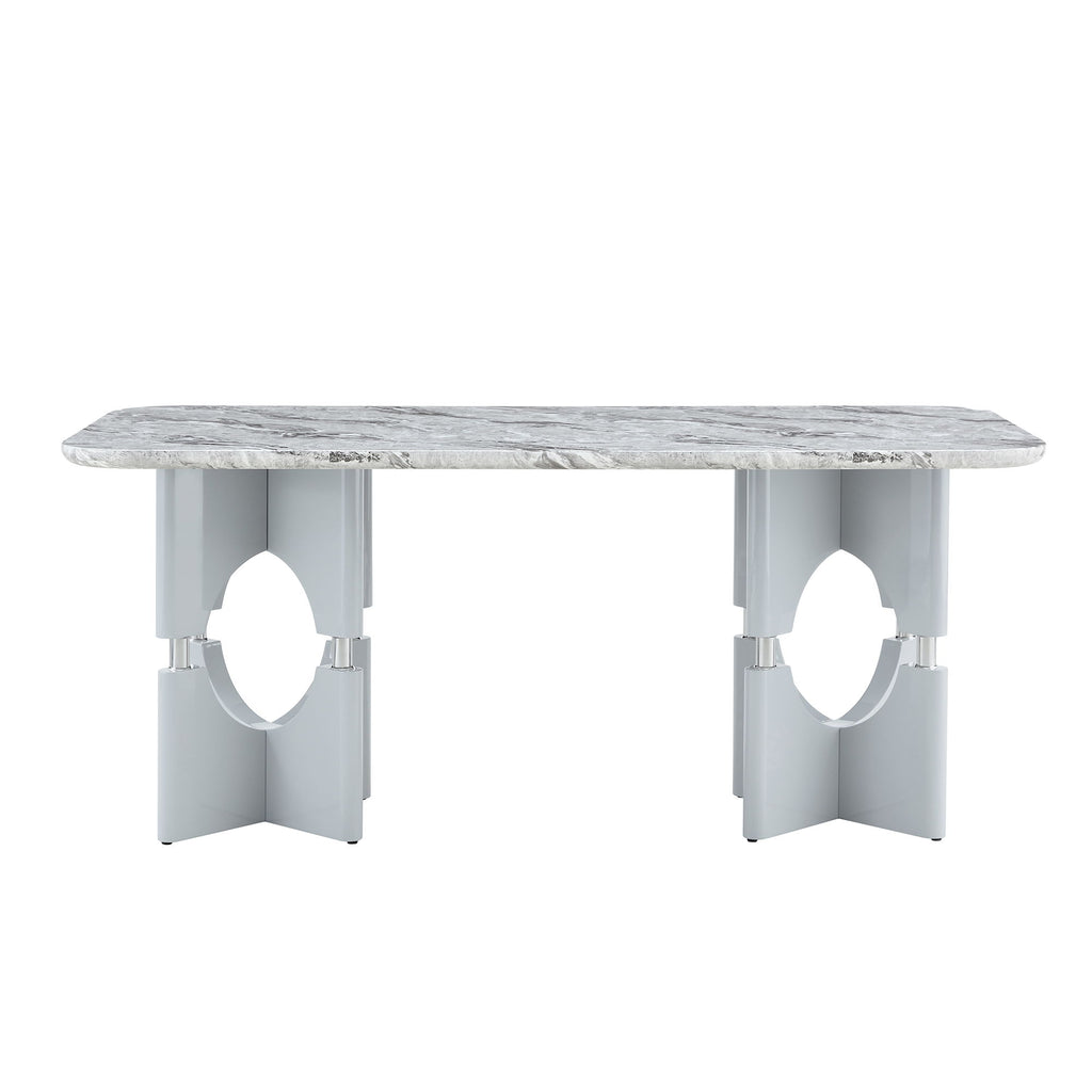 Modern Dining Table With Sleek Hollow-Out Frame And Accents