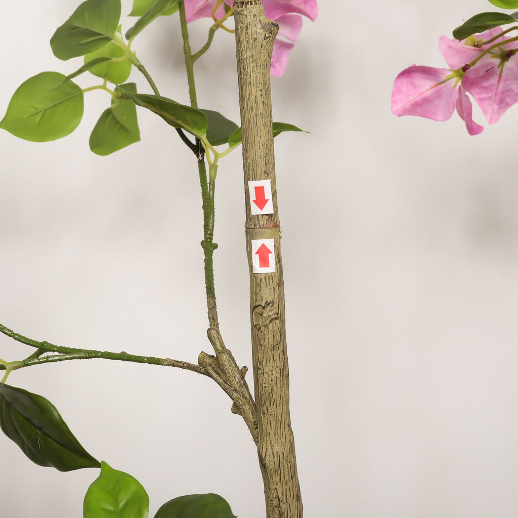 Artificial Bougainvillea Tree With Pot, Realistic Faux Flowering Plant Leaves And Blooms, Decor For Home Office - Green Leaves / Pink