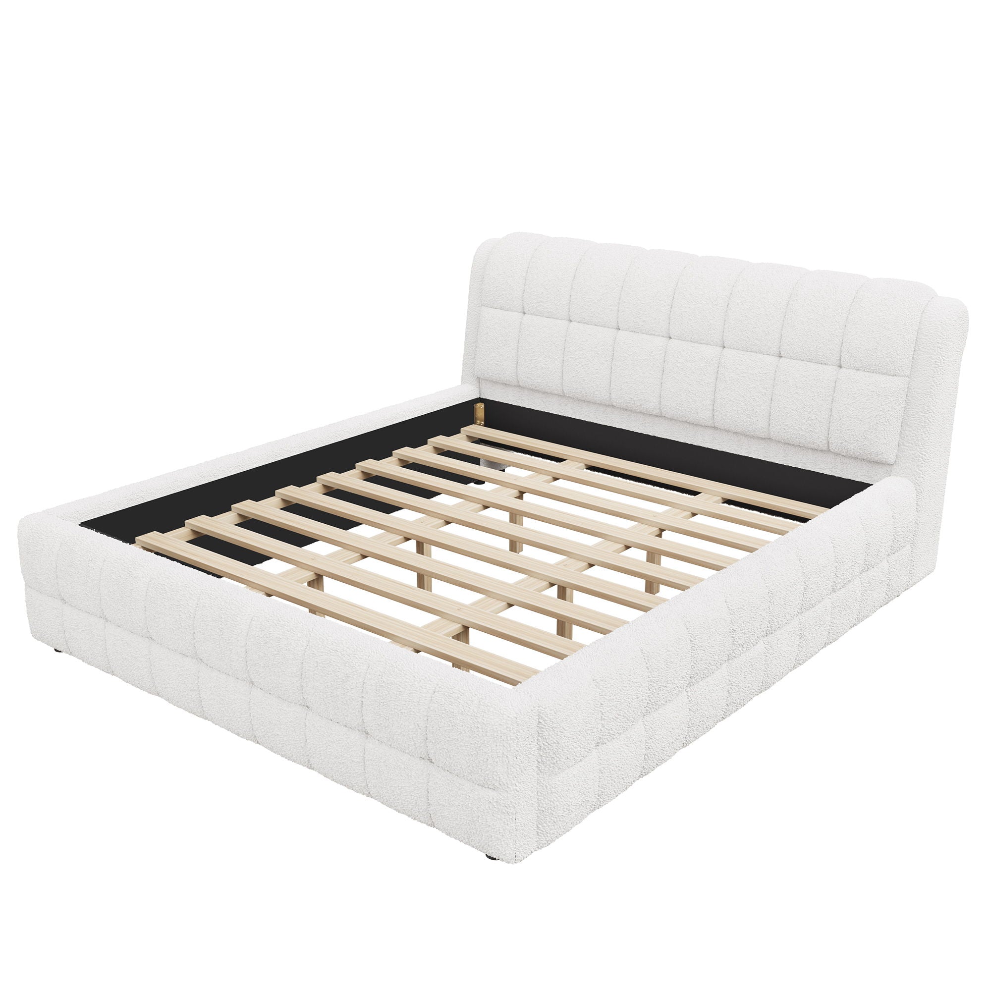 Upholstered Platform Bed With Stitching Details