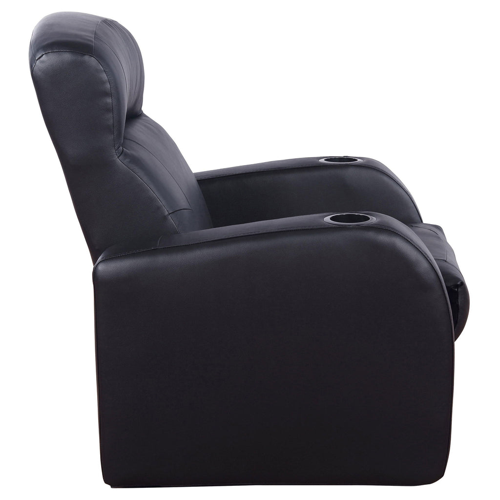 Upholstered Recliner With Cup Holder Comfort Lounge Chair - Black