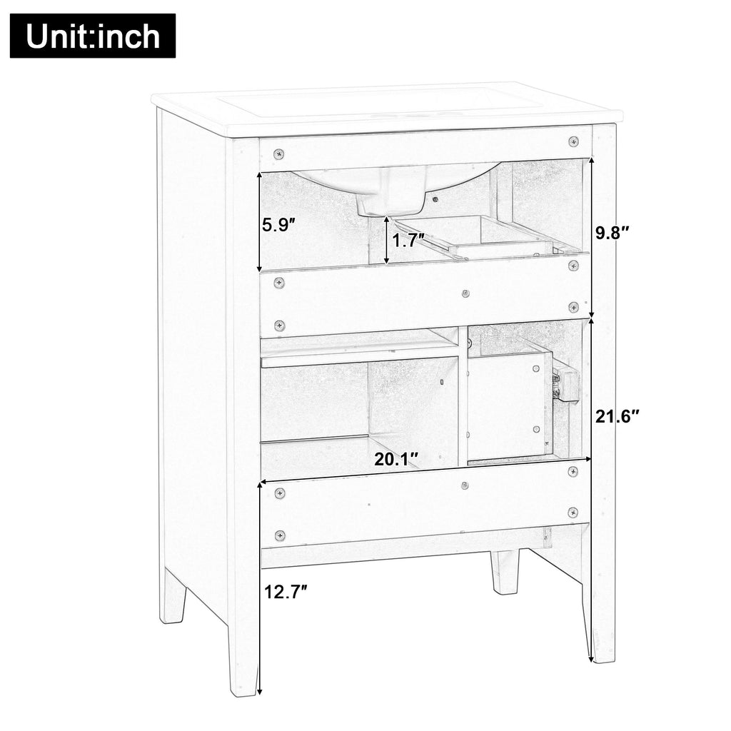 Modern Bathroom Vanity With Storage, Adjustable Shelf
