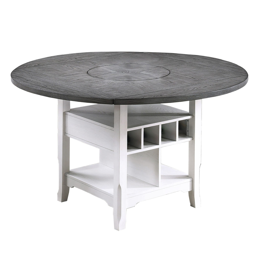 Contemporary Counter Height Dining Set With Built In Lazy Susan