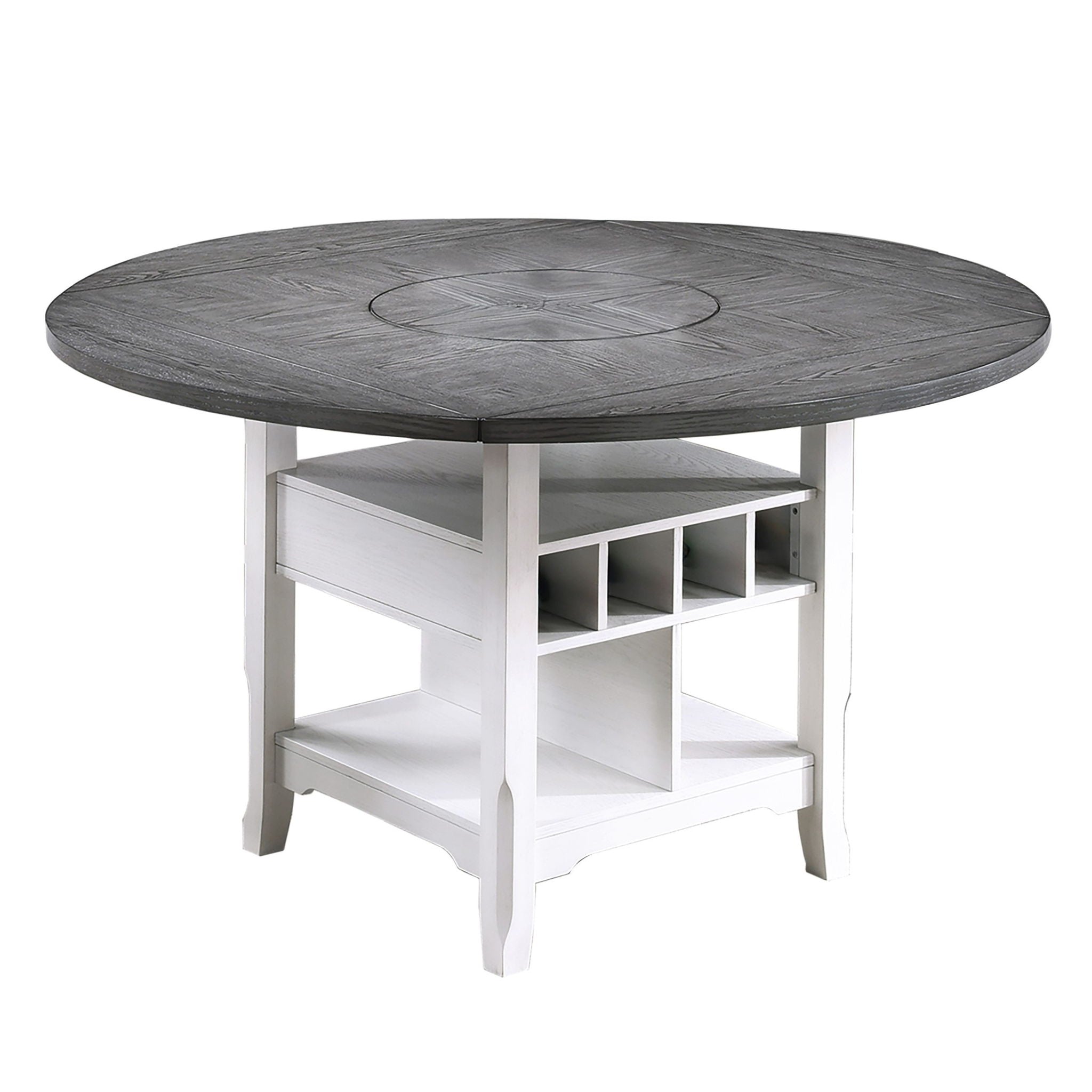 Contemporary Counter Height Dining Set With Built In Lazy Susan
