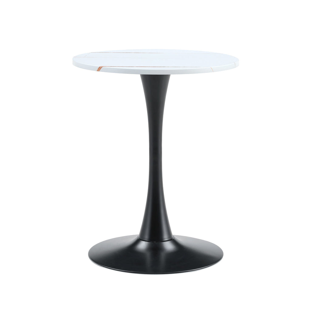 Round Dining Table With Thickened Engineered Wood Top And Metal Pedestal, 23.6" Diameter For Kitchen, Living Room, Small Spaces