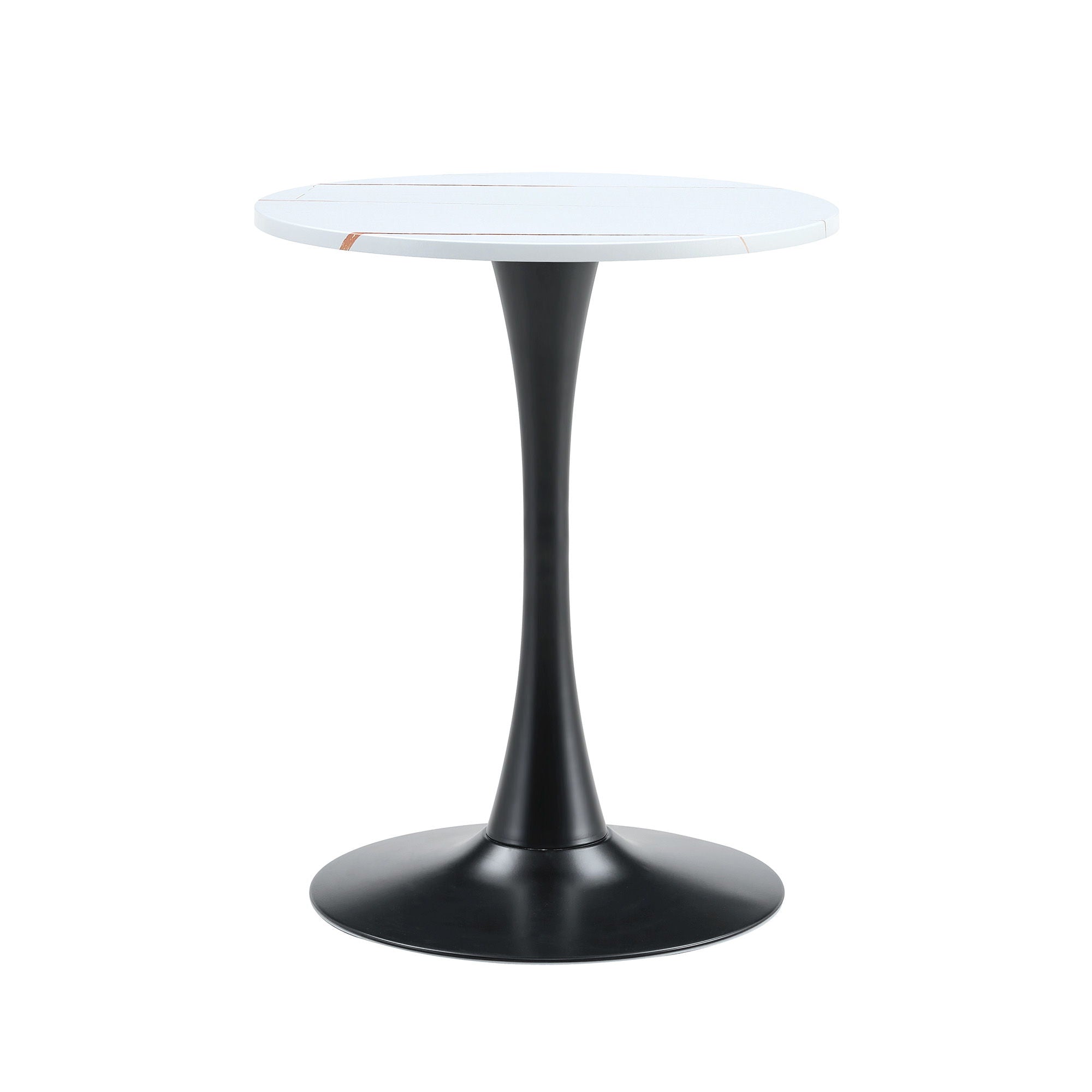 Round Dining Table With Thickened Engineered Wood Top And Metal Pedestal, 23.6" Diameter For Kitchen, Living Room, Small Spaces