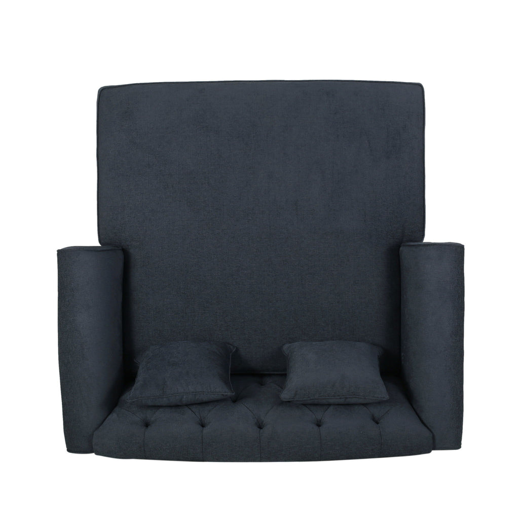 Upholstered Chaise Lounge With Scroll Arms, Turned Legs And 2 Pillows