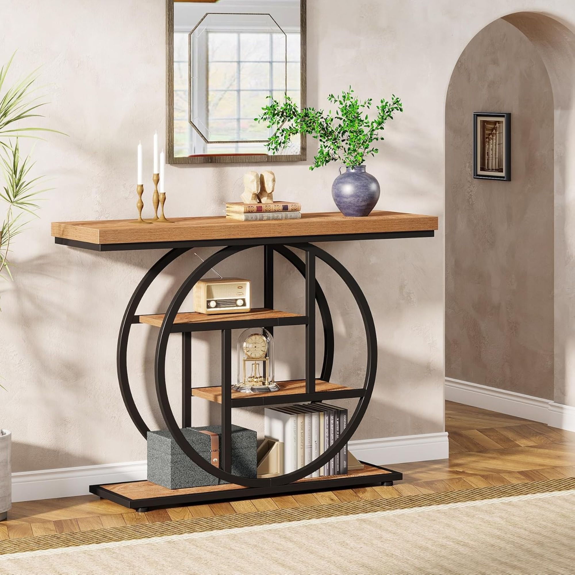 Console Table With 4 Tier Design For Living Hallway