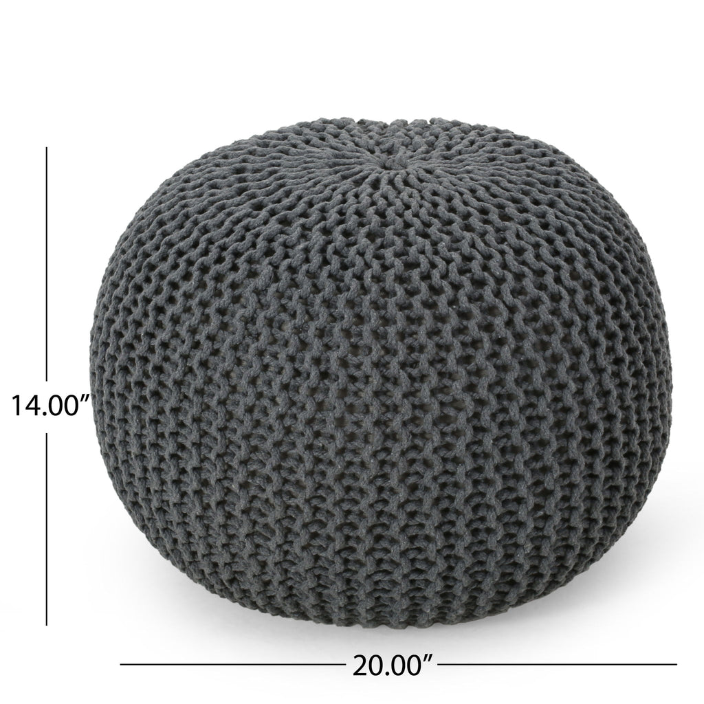 Bordeaux - Knitted Round Pouf, Versatile Ottoman And Floor Cushion