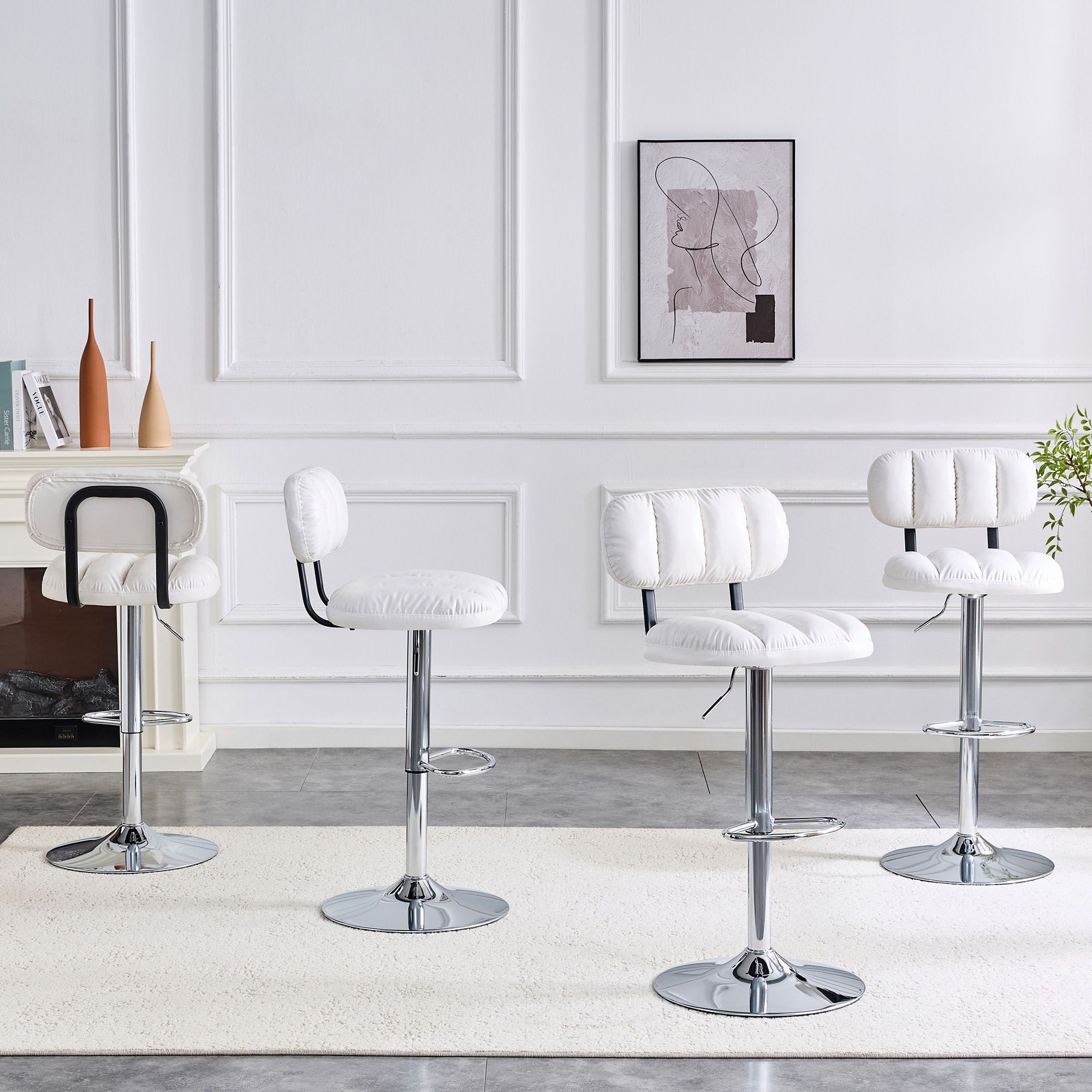 Adjustable Height Bar Stools With Footrest For Kitchen Island (Set of 2)