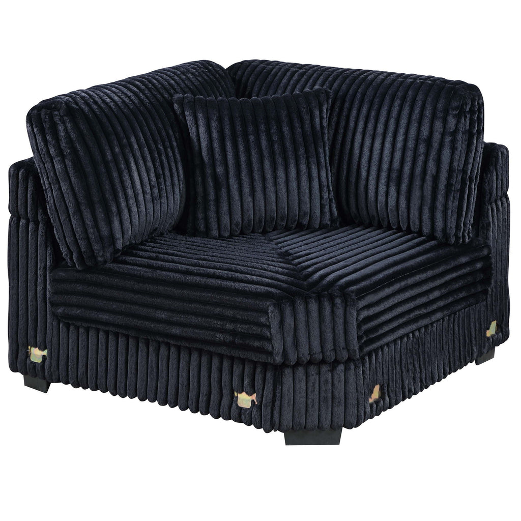 6 Piece Modular Sectional Sofa Set Upholstered Living Room Plush Couch With Cup Holders And USB Port - Black