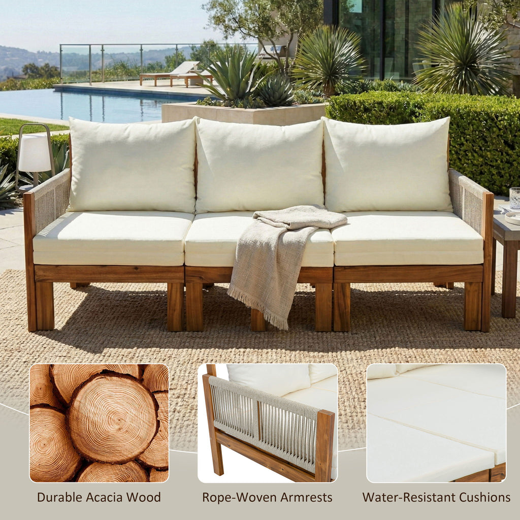 Outdoor Daybed, Patio Sofa Bed, 3 Seat Convertible Sunbed