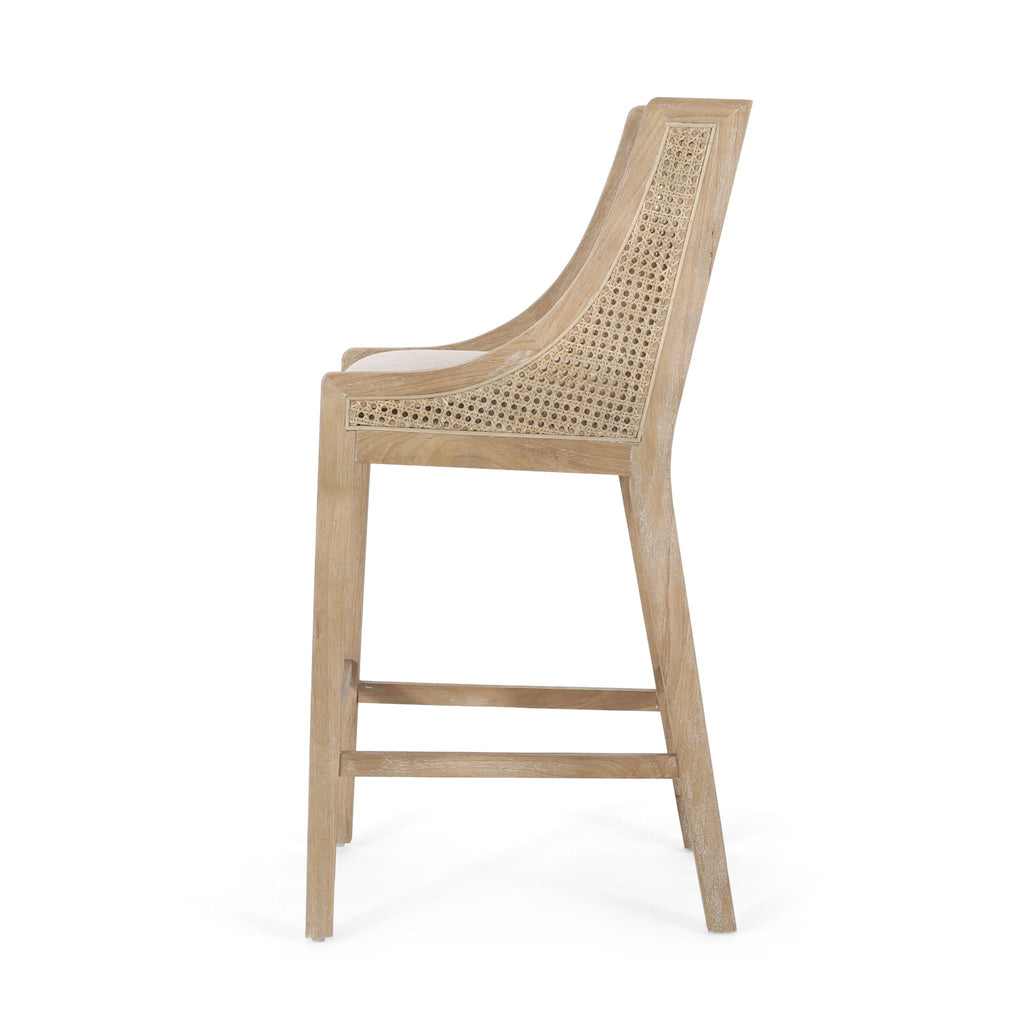 Celestiality - Upholstered Barstool With Cane Webbing Backrest (Set of 2)