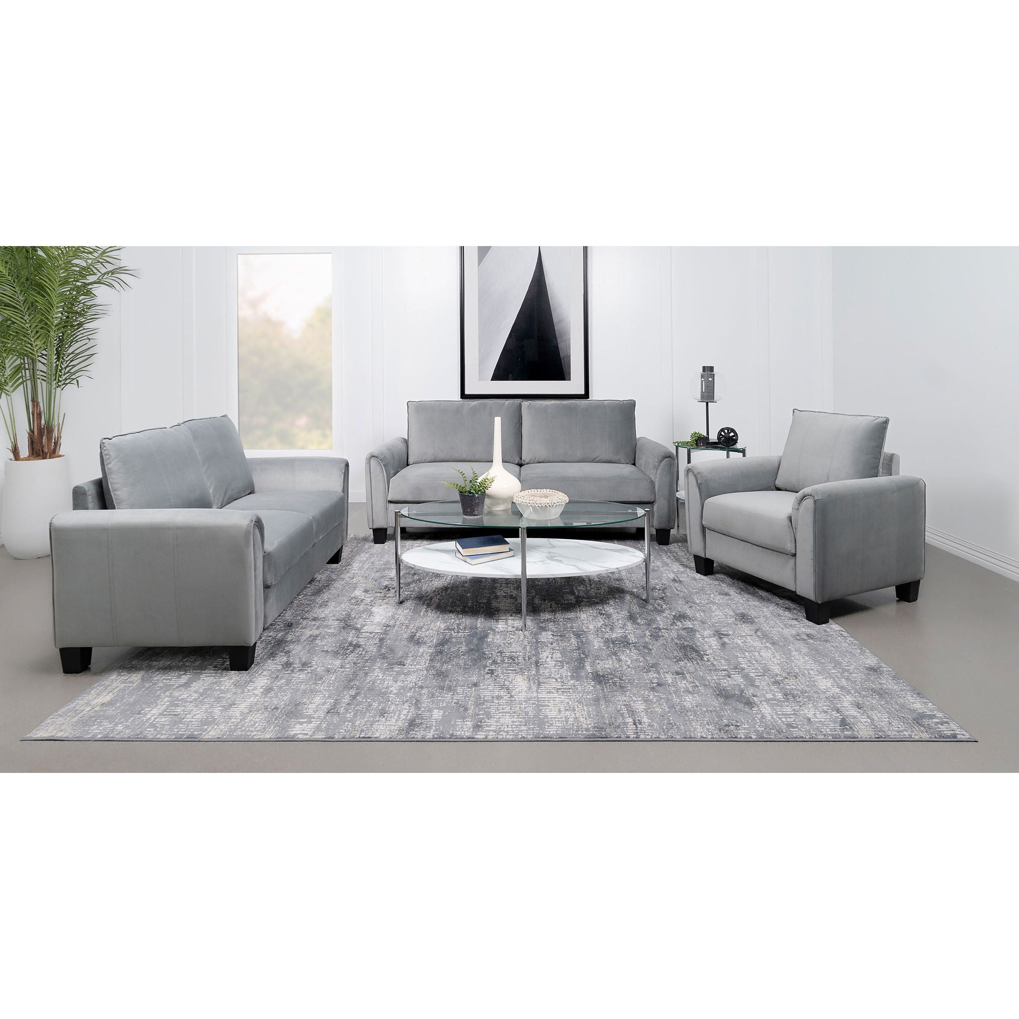 Dixon - Upholstered Rolled Arm Accent Chair - Gray