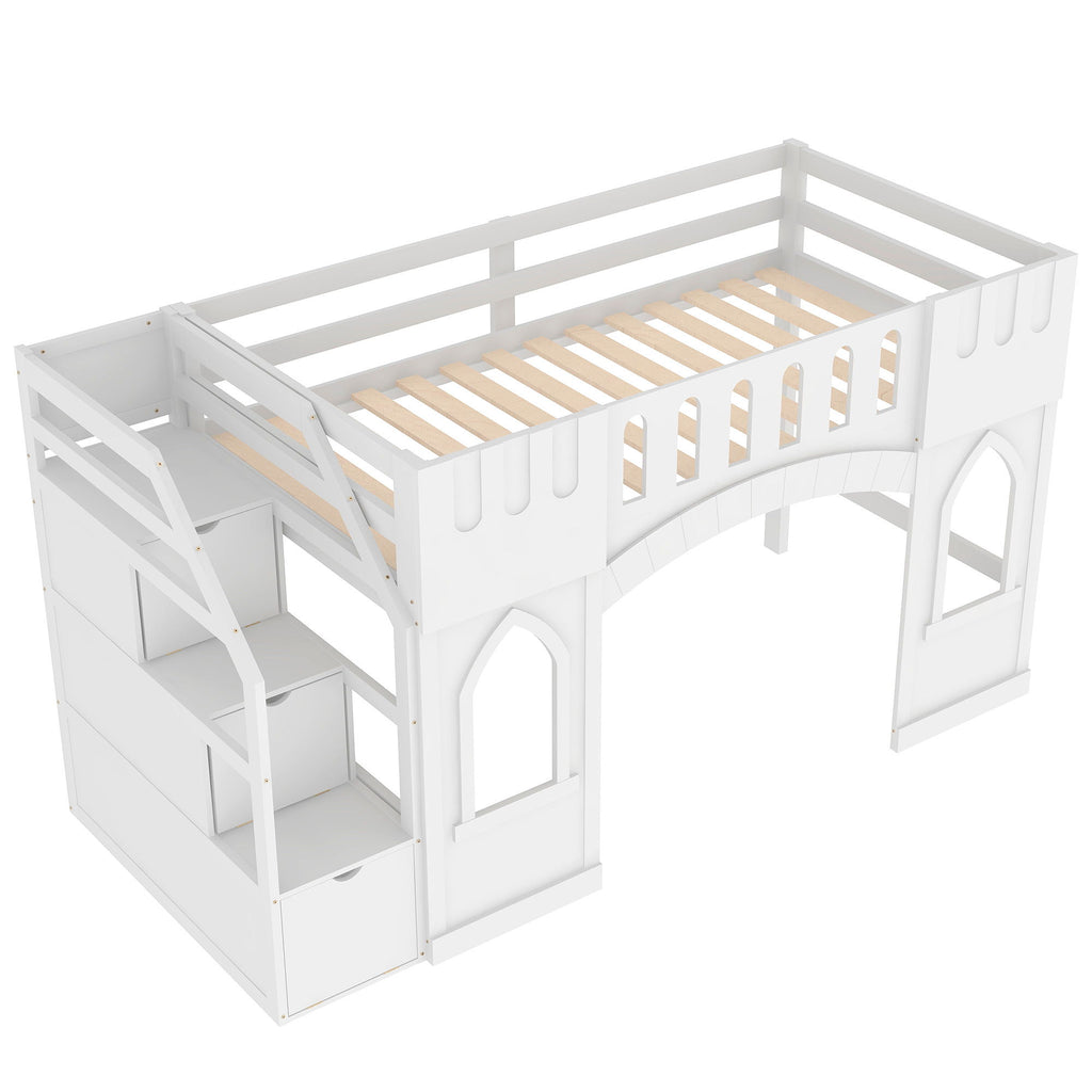 Loft Bed With Storage Staircase And Windows