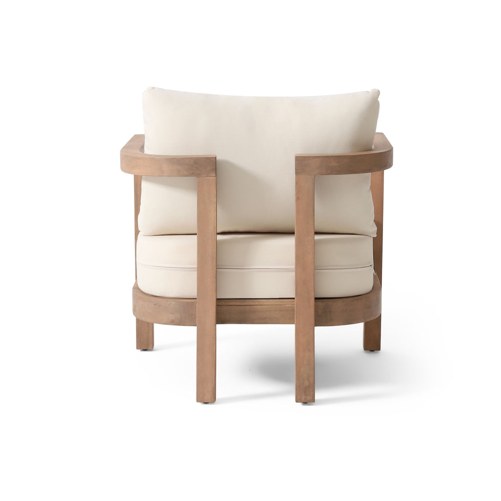 Outdoor Acacia Wood Patio Club Chair, Waterproof Thick Cushion, Deep Seating