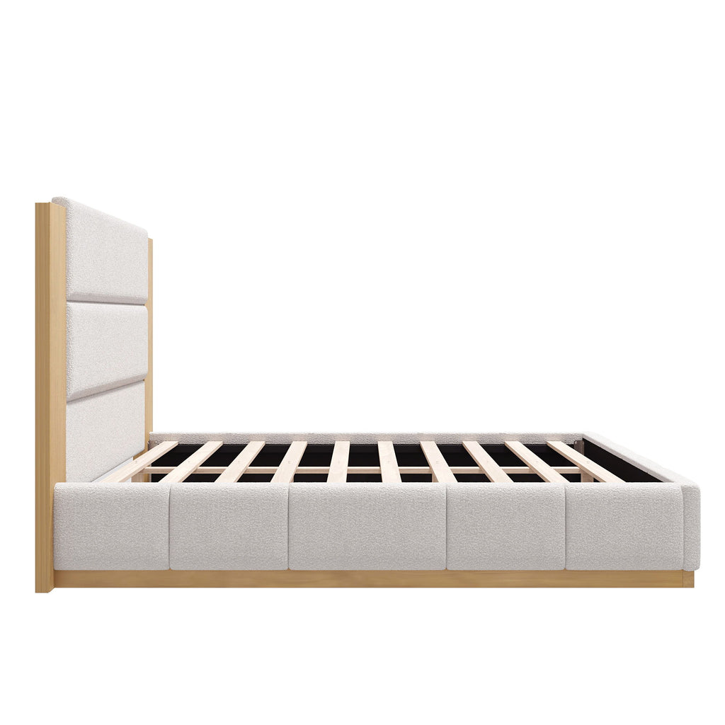 Modern Upholstered Platform Bed With Extended Headboard