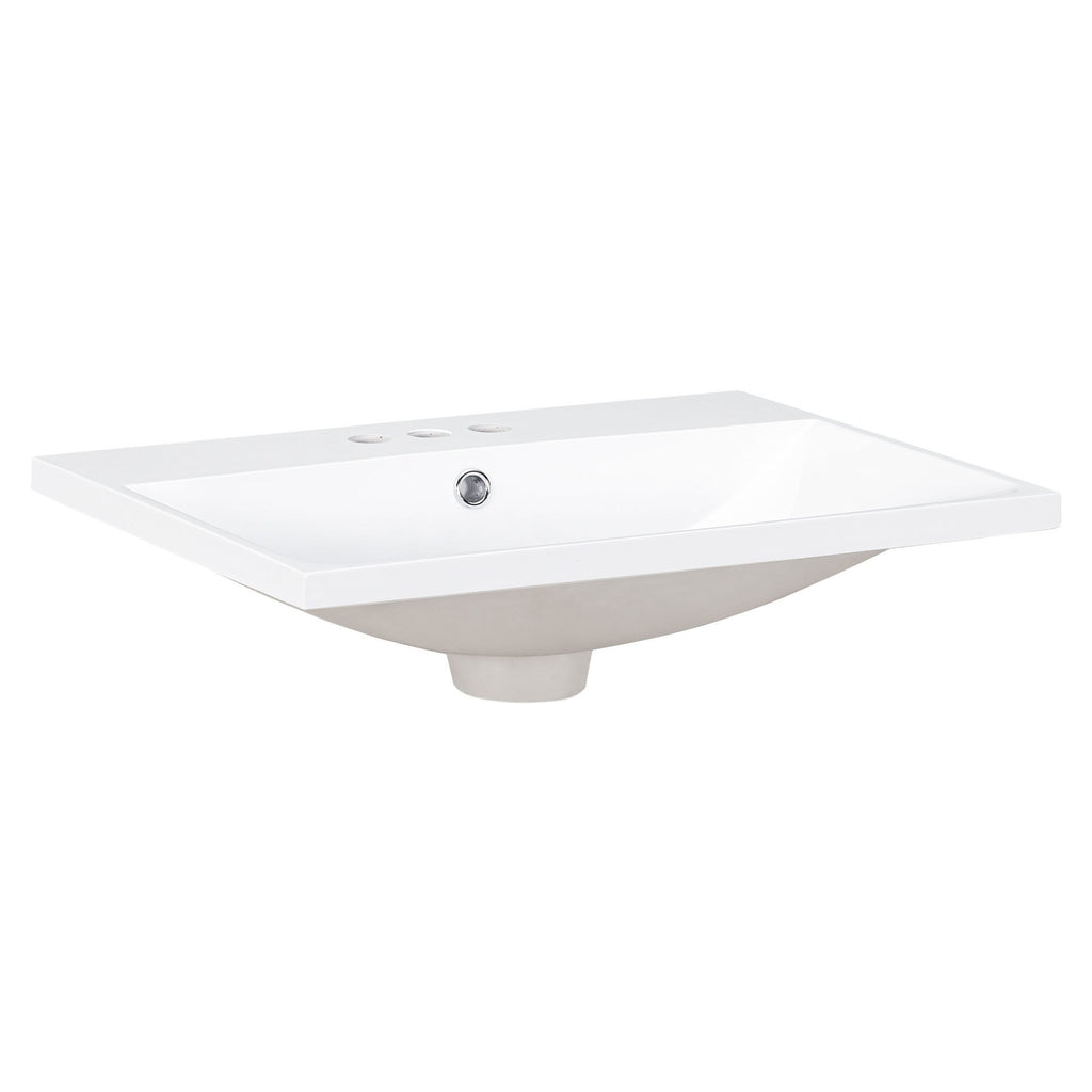 Bathroom Vanity Top, Rectangular Undermount Sink With 3 Faucet Holes, 4" Centerset Compatible - White