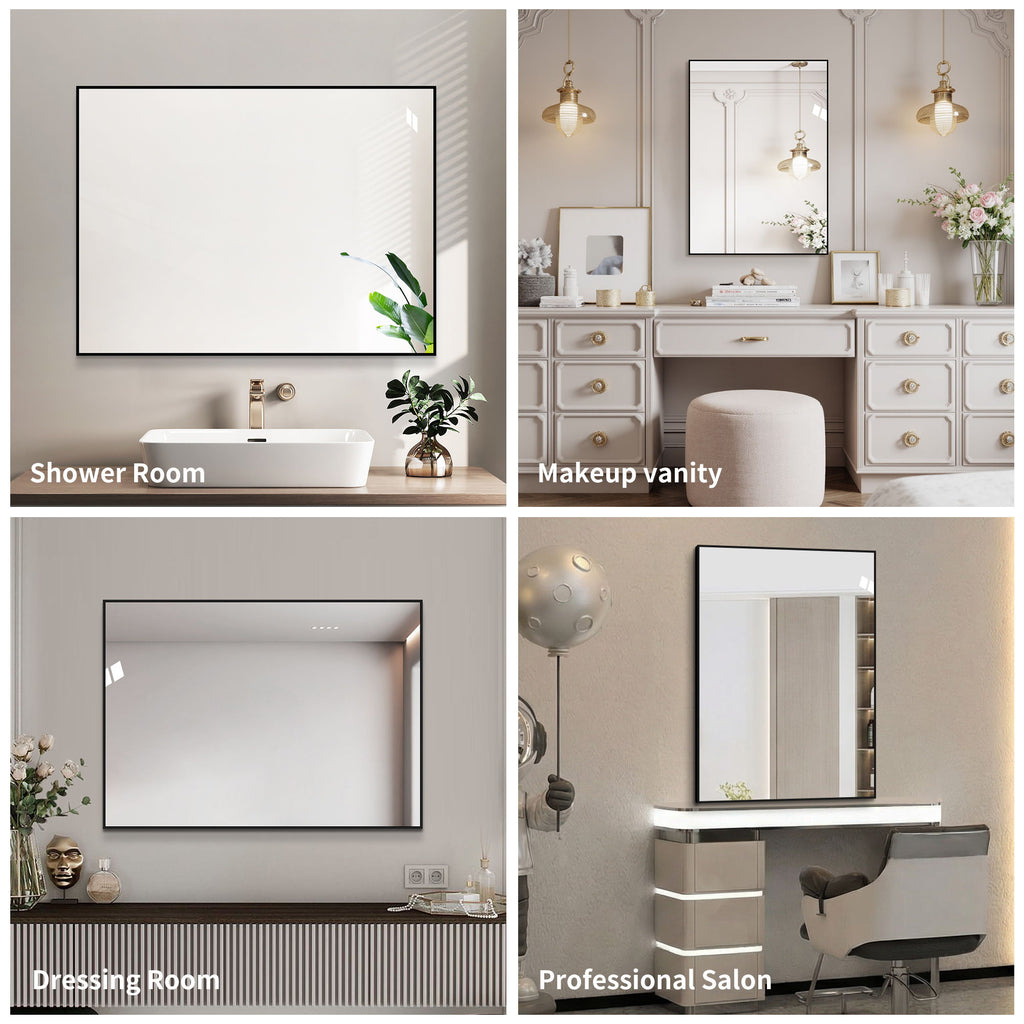 Framed Wall Mirror For Bathroom - Black