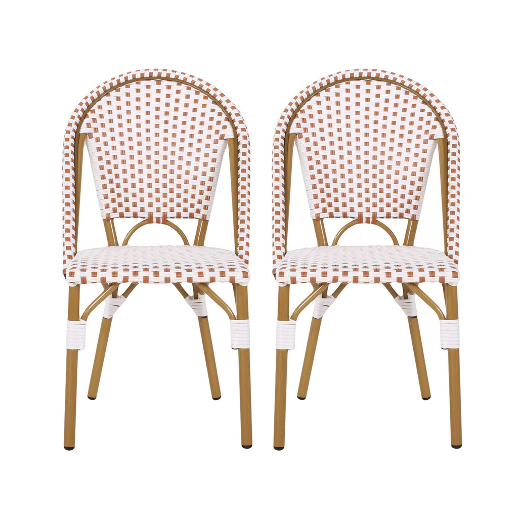 Outdoor Rattan And Aluminum French Bistro Chairs Set
