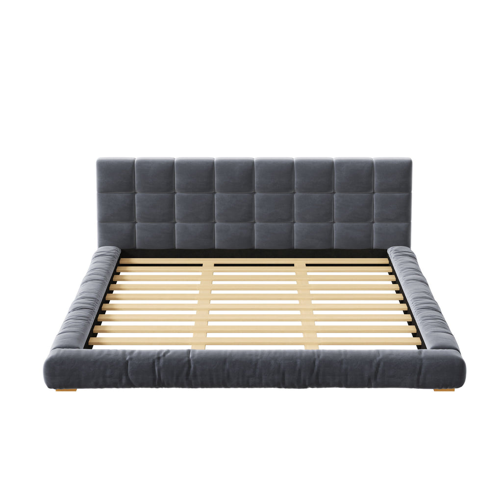 Upholstered Platform Bed Frame With Tufted Headboard