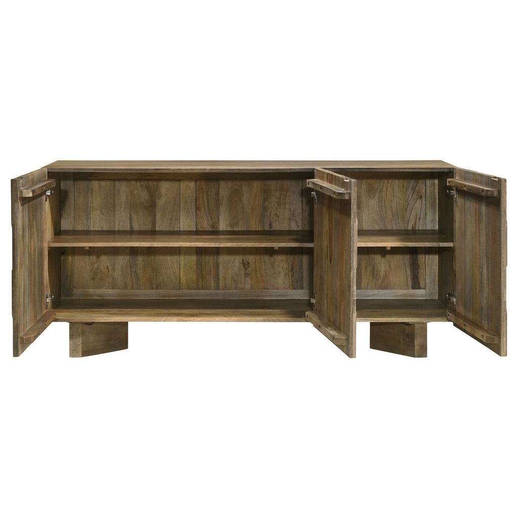 Roman - 3 Door Server With Chevron Design - Brown