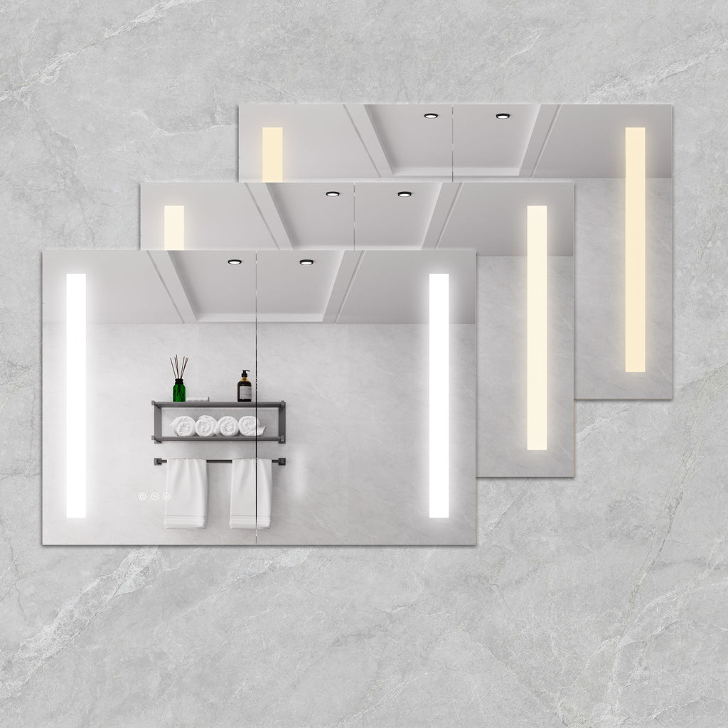 LED Medicine Cabinet With Mirror, Double Door With Defogger, Dimmer, Surface Mount