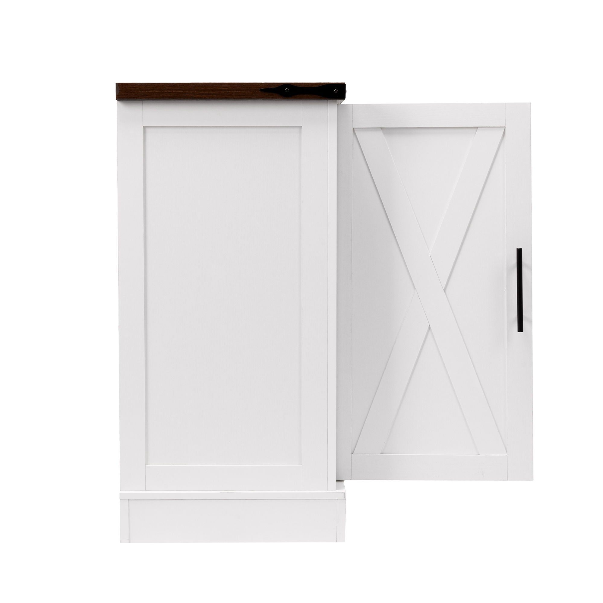 Barn Door Storage Cabinet With 2 Drawers & Door Rack, Adjustable Shelves
