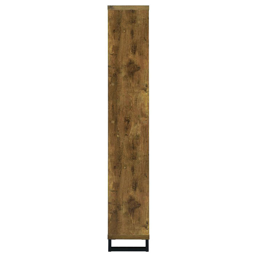 6 Tier Rectangular Bookcase With Accents - Brown