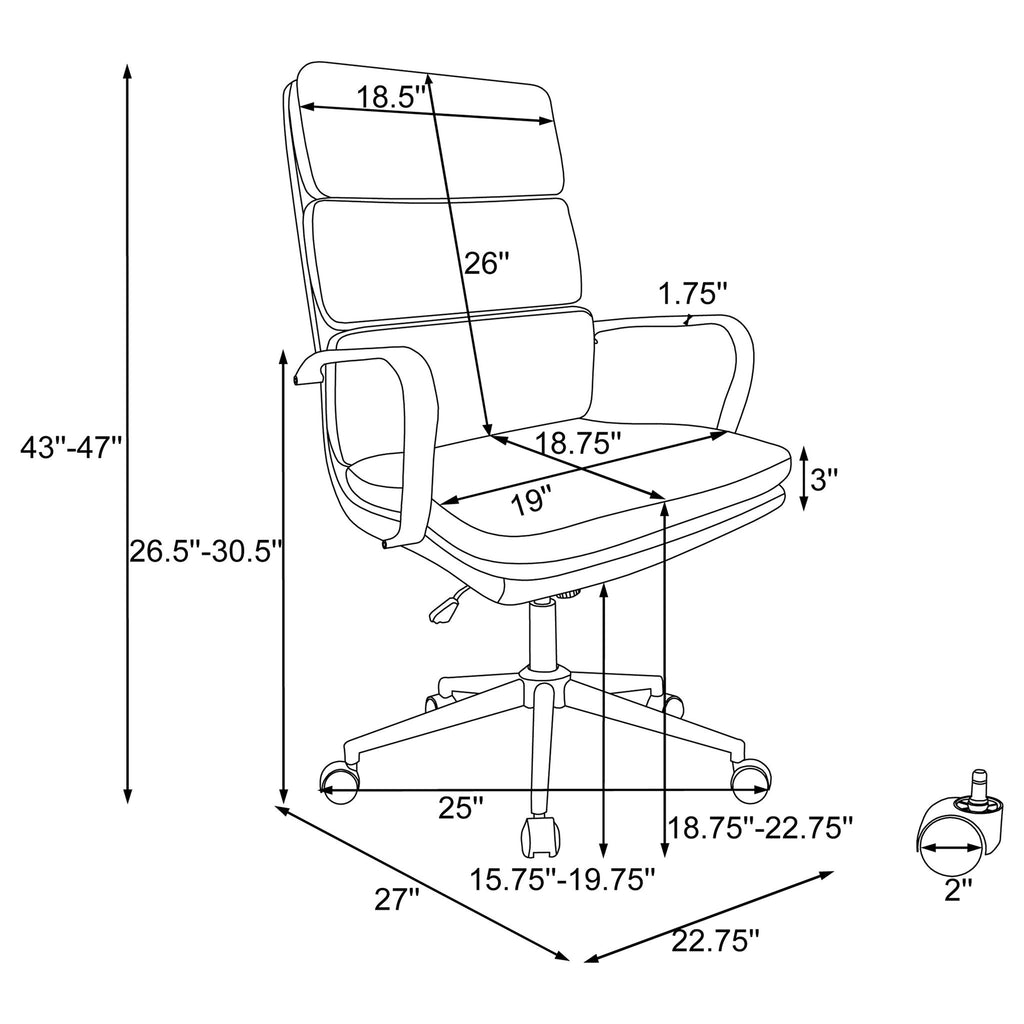 Molly - Upholstered Adjustable High Back Office Chair With Base - White