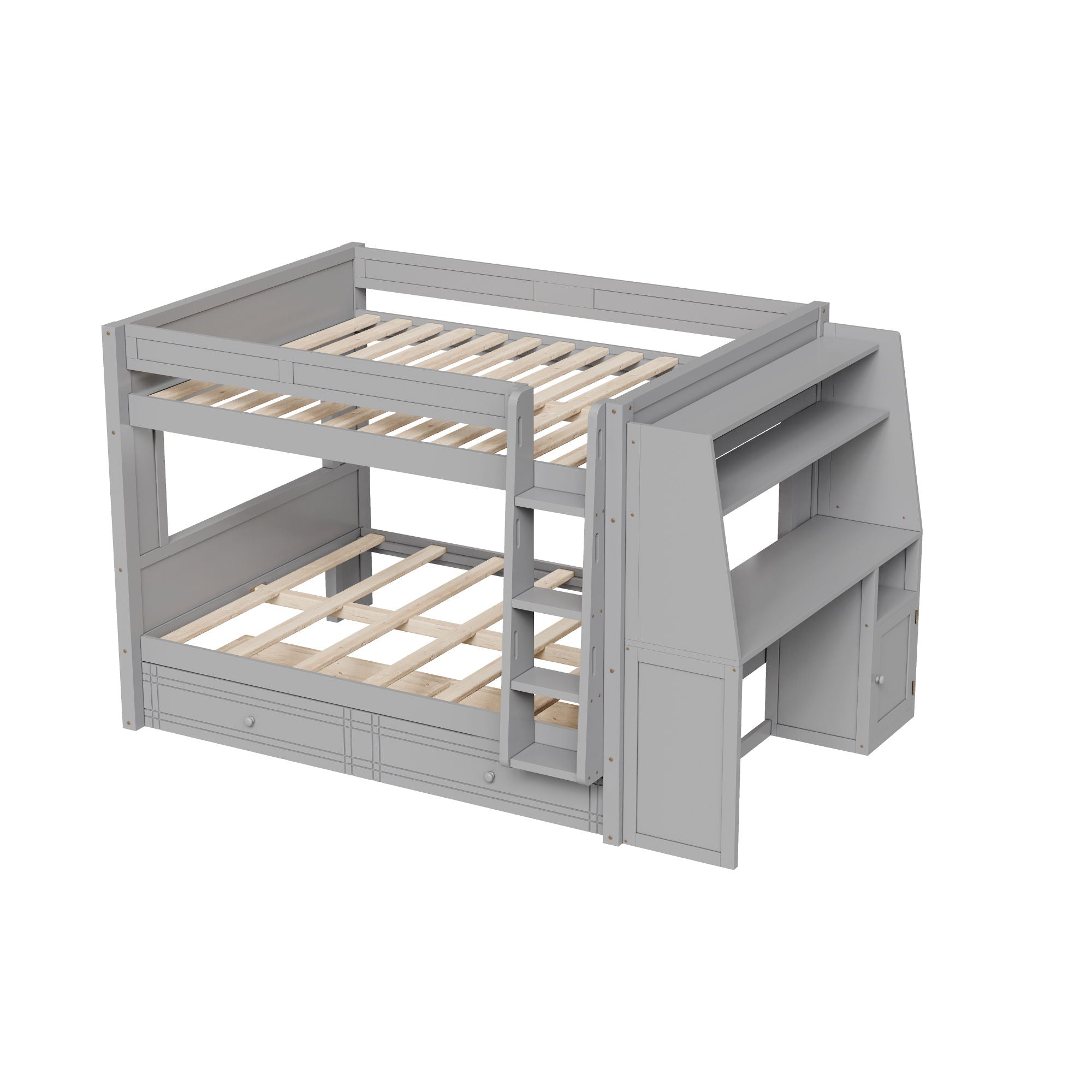 Multifunctional Bunk Bed With Desk, Bookshelves