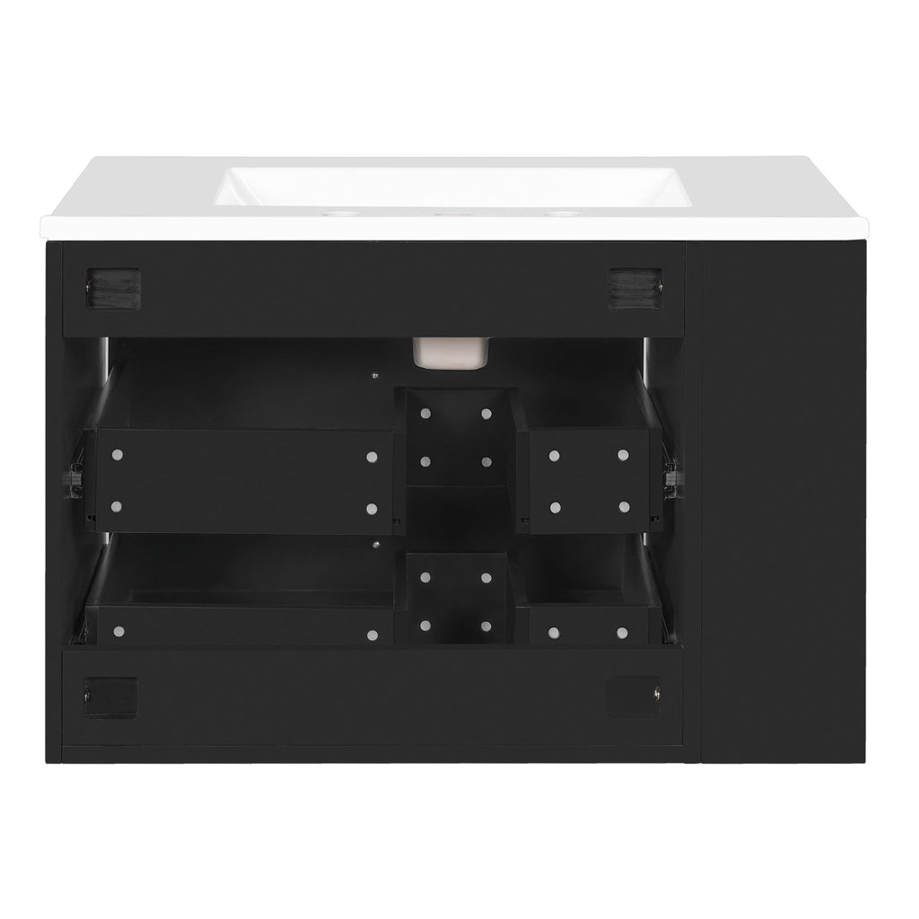 Wall Mounted Bathroom Vanity With 2 Drawers, Sink, Floating Storage Unit
