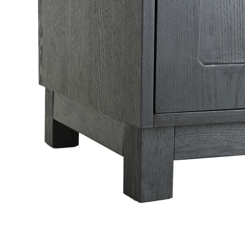Mid Century Modern Style Tall Display Cabinet With Glass Doors For Collectibles - Black