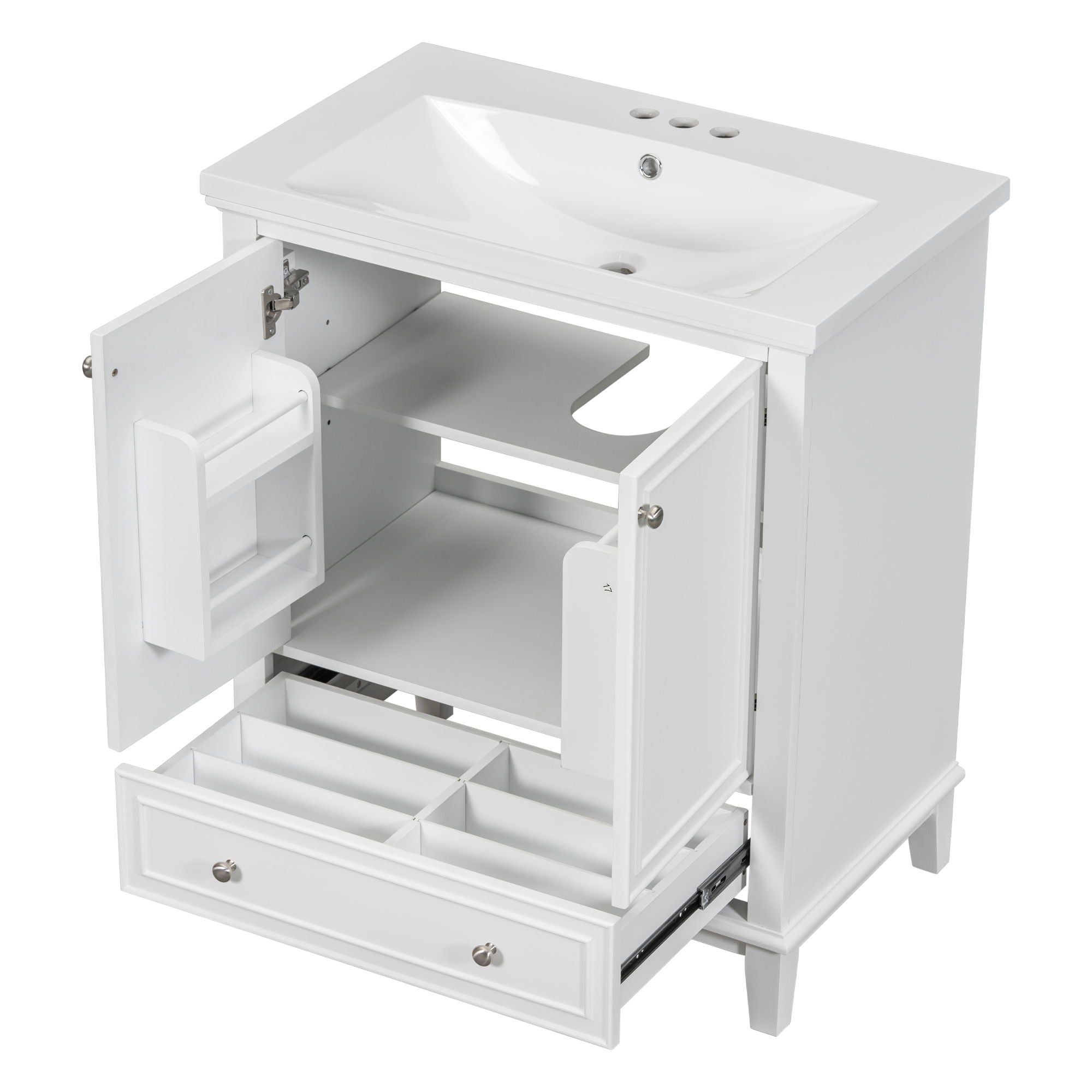 Modern Bathroom Vanity With Sink Combo, Multi Functional Cabinet With Doors And Drawer