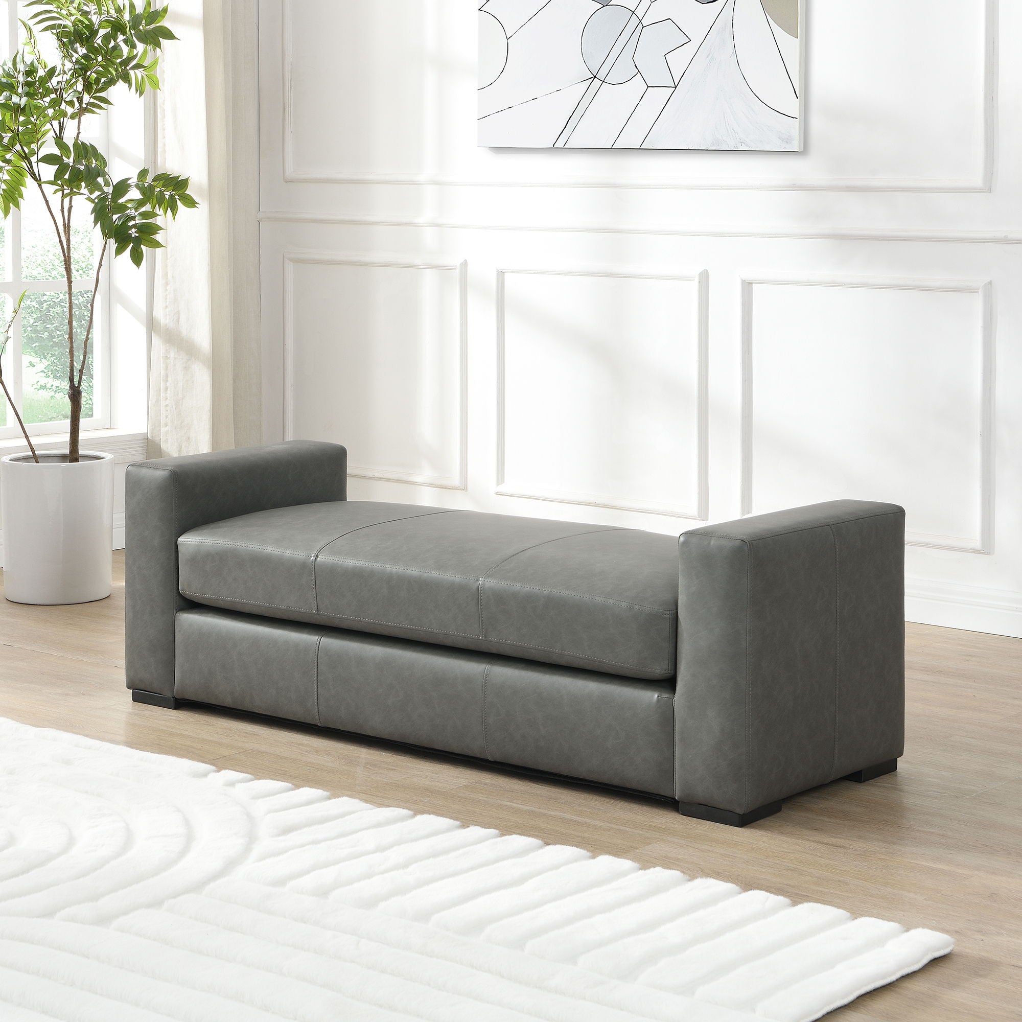 Ottoman With Unique Armrest Design For Living Spaces