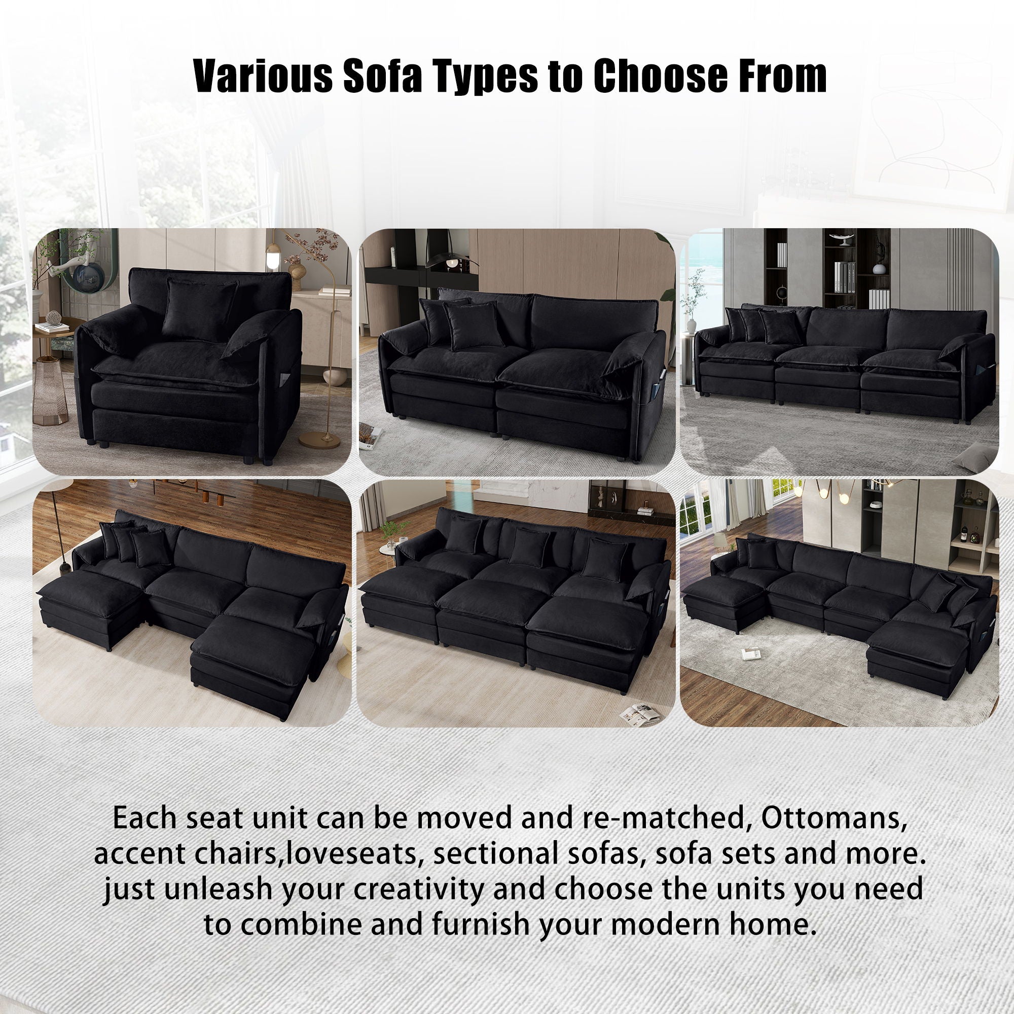 Modern Oversized Accent Chair, Comfy Single Sofa With Large Seat (Set of 2)