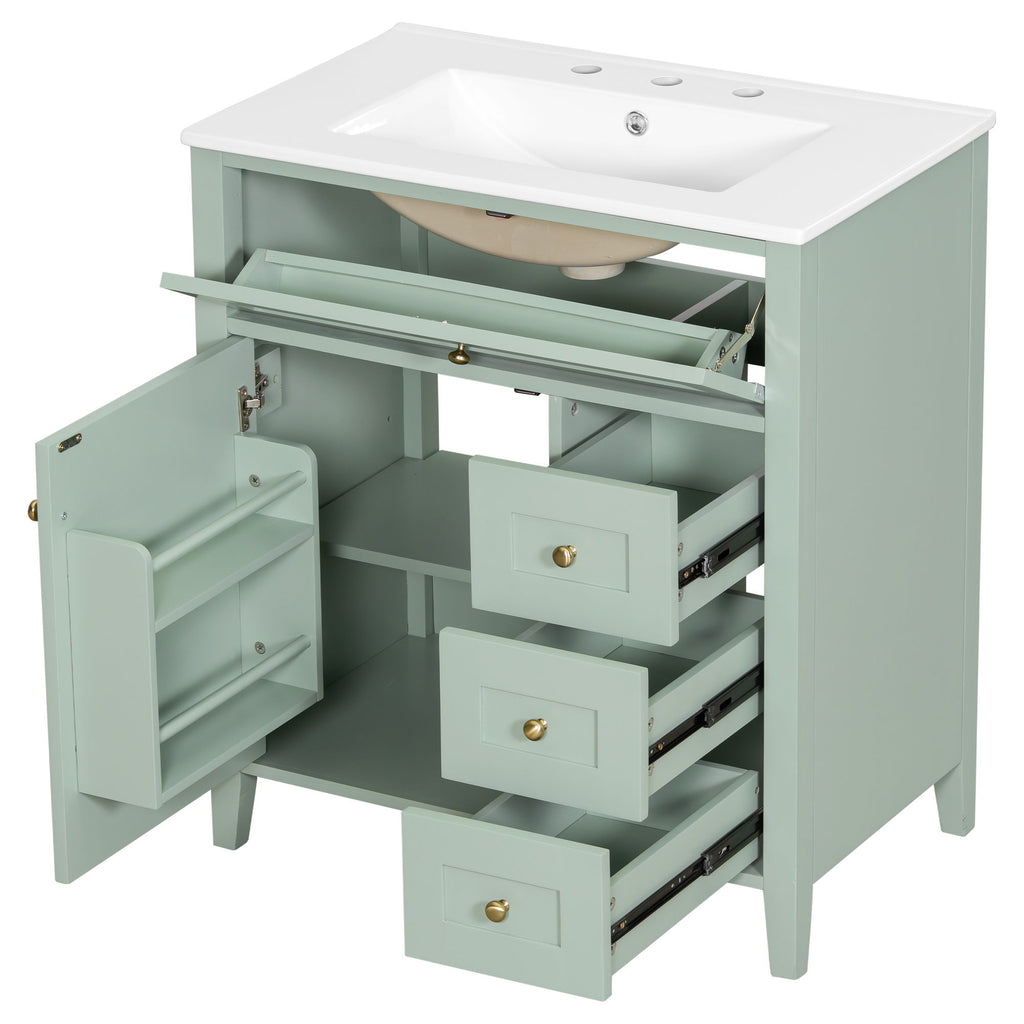 Bathroom Vanity With Sink, 3 Drawers And Adjustable Shelf