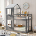 Bunk Bed Wood Bed & Roof, Window, Guardrail, Ladder