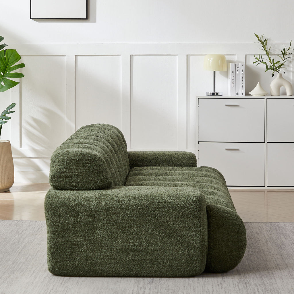 Cloud Series Minimalist Button Tufted Square Arm 3 Seater Sofa