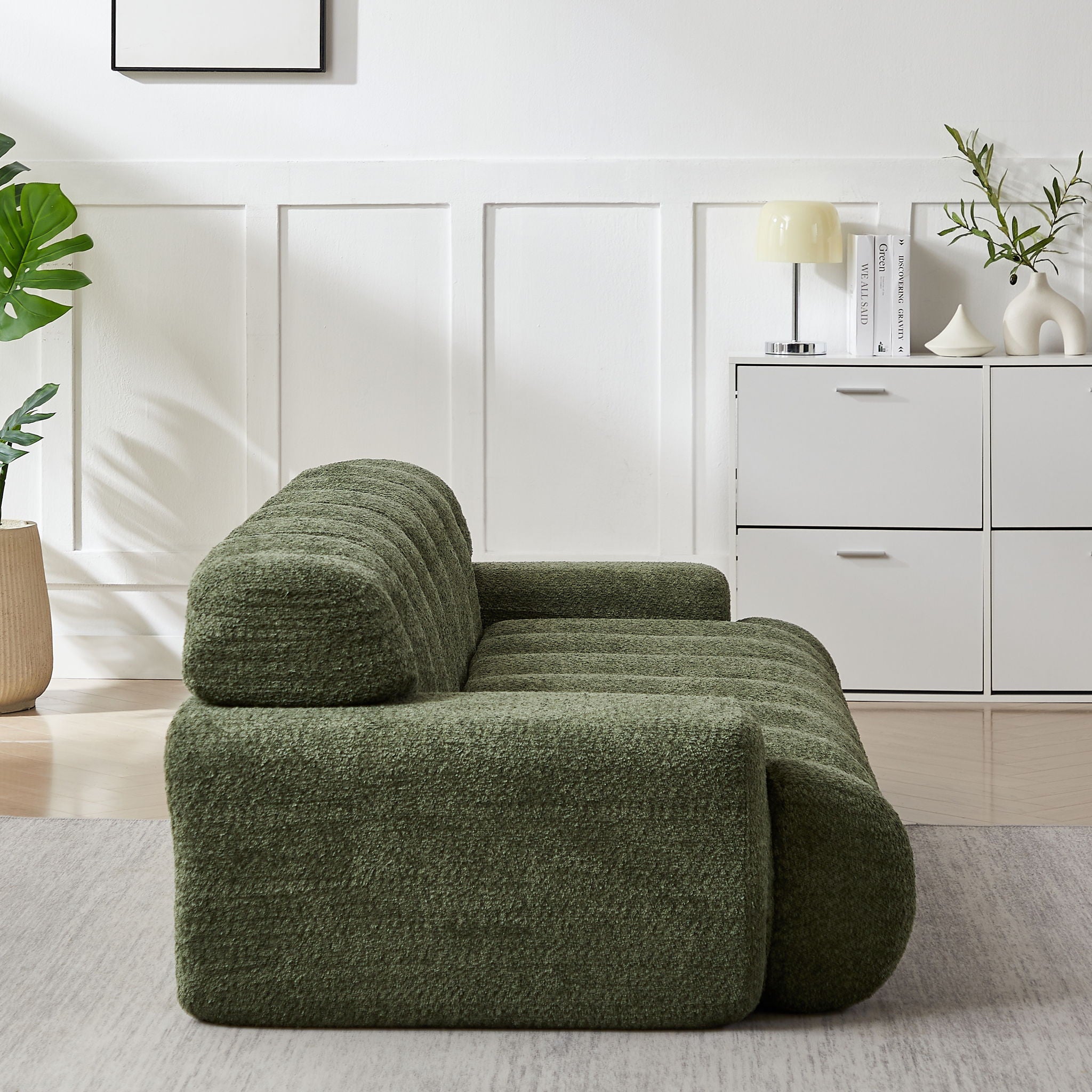 Cloud Series Minimalist Button Tufted Square Arm 3 Seater Sofa
