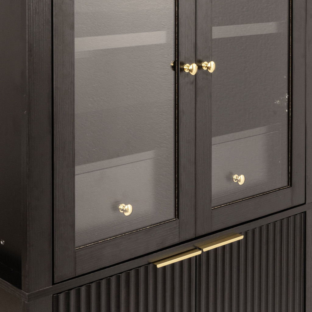 Fluted Tall Arched Pantry Cabinet With Adjustable Shelves