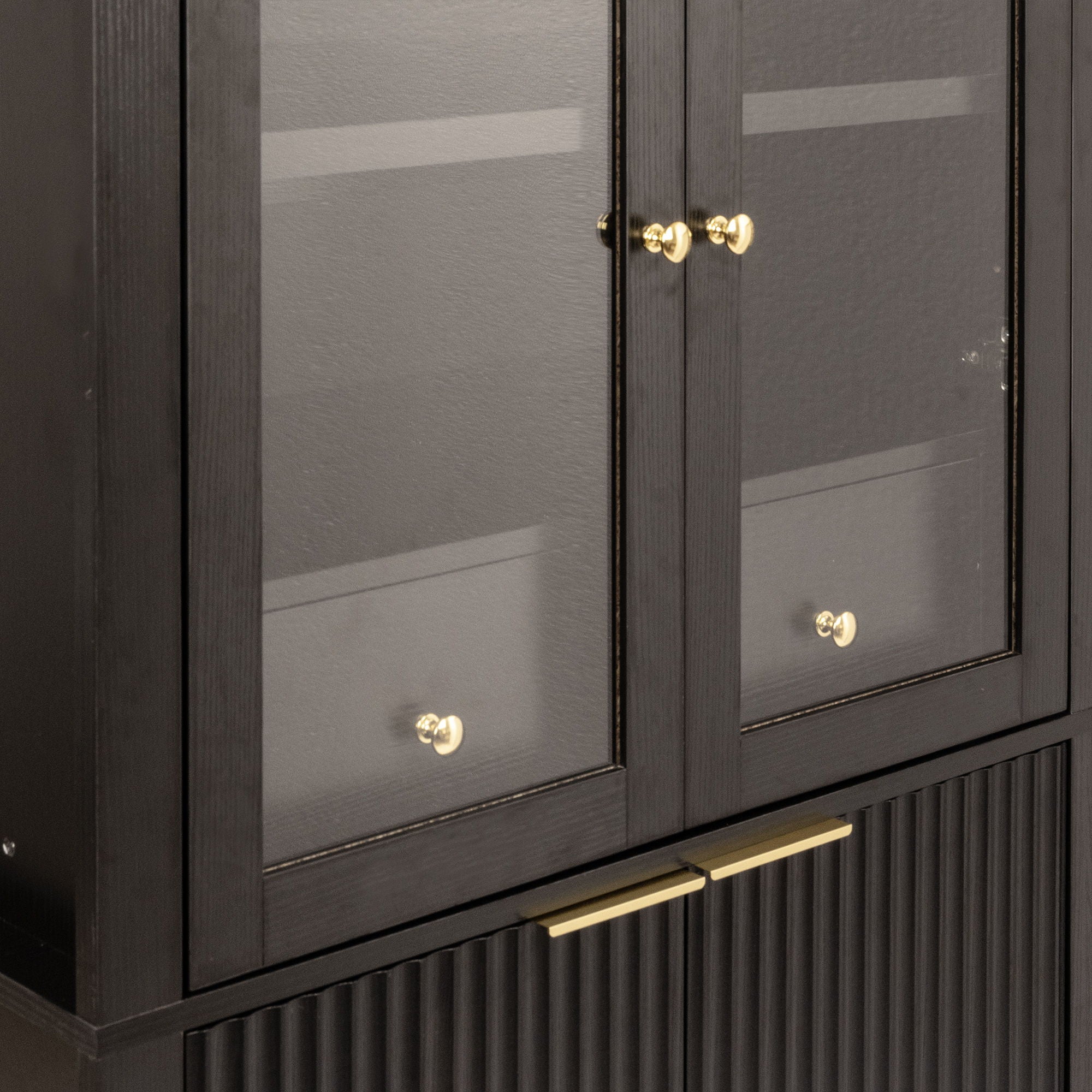 Fluted Tall Arched Pantry Cabinet With Adjustable Shelves