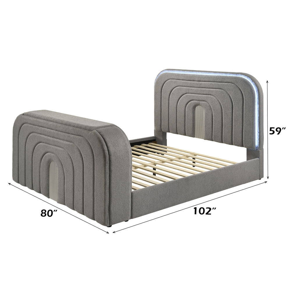 Shelyn - Bedroom Bed With LED, TV Stand, Fireplace & Bluetooth